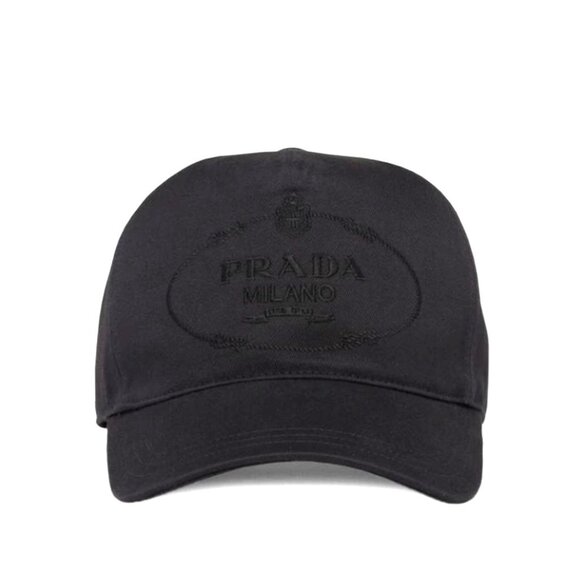 Prada Milano Embroidered Logo Hat in Black - Picture 2 of 6